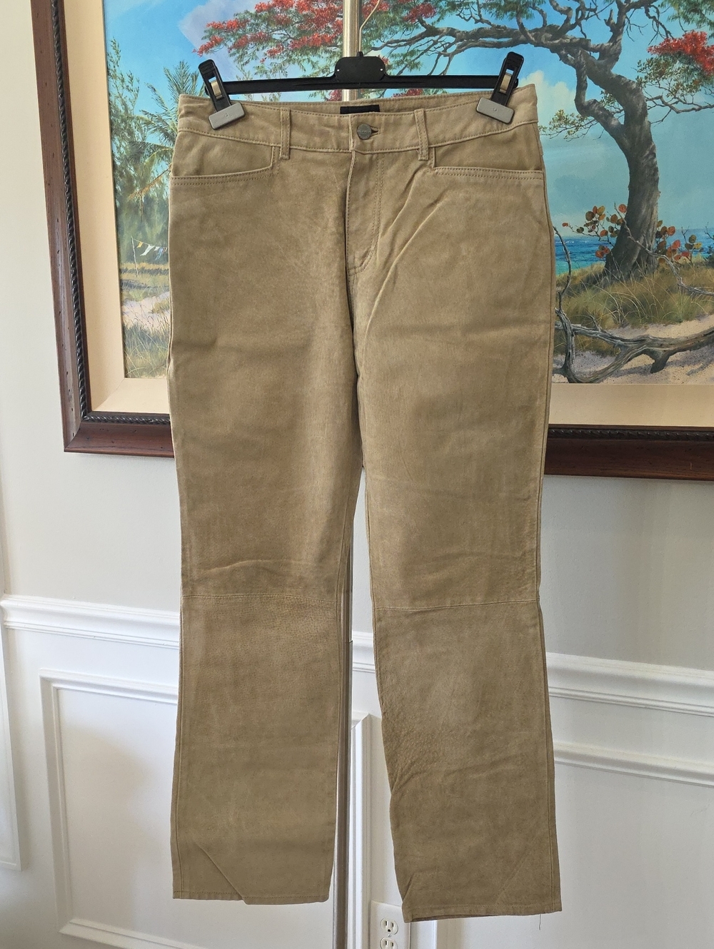 Vintage Jou Jou Skins Straight Leg Leather Pants in Tan